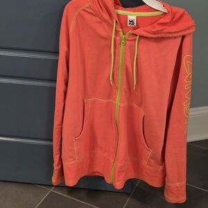 Zumba Fitness Coral Zip-Up Hoodie with Lime Accents